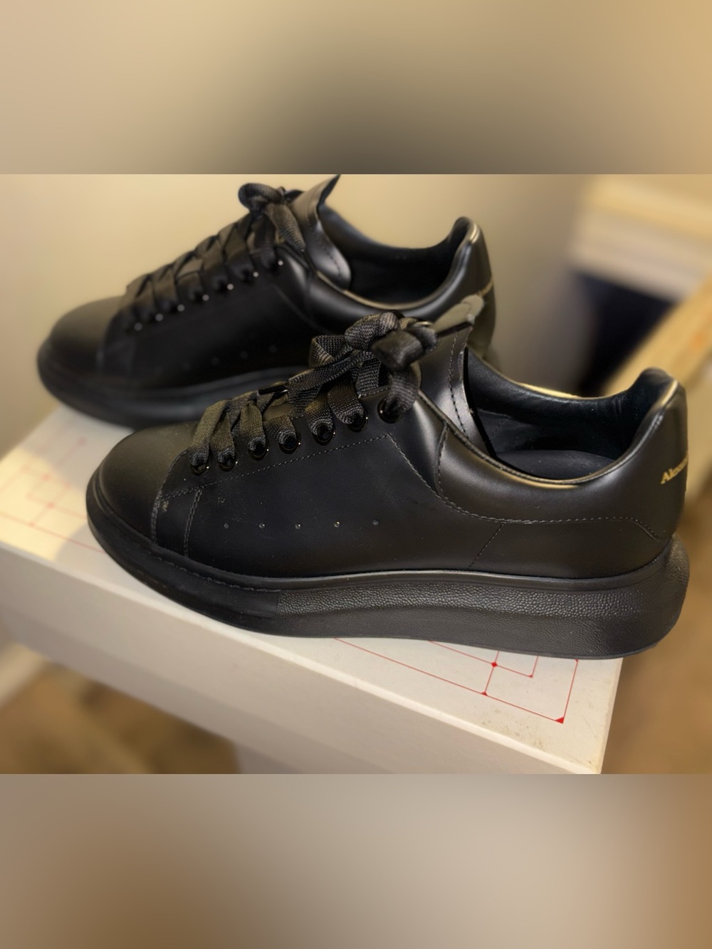Alexander McQueen Men’s Black Leather Platform Sneakers